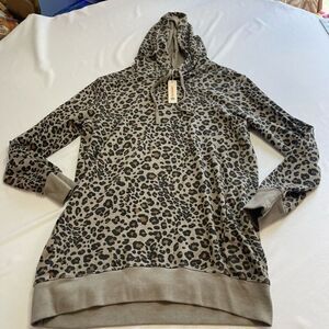 NWT Anthropologie Sundry Leopard Hoodie Sweatshirt Size 1 Small New